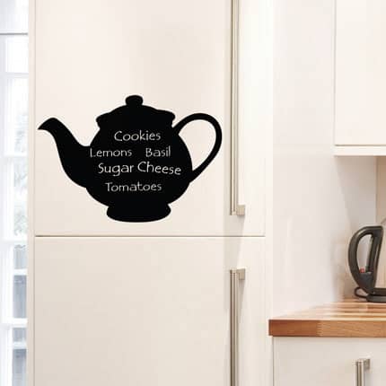 Lifestyle shot of the teapot chalkboard decal