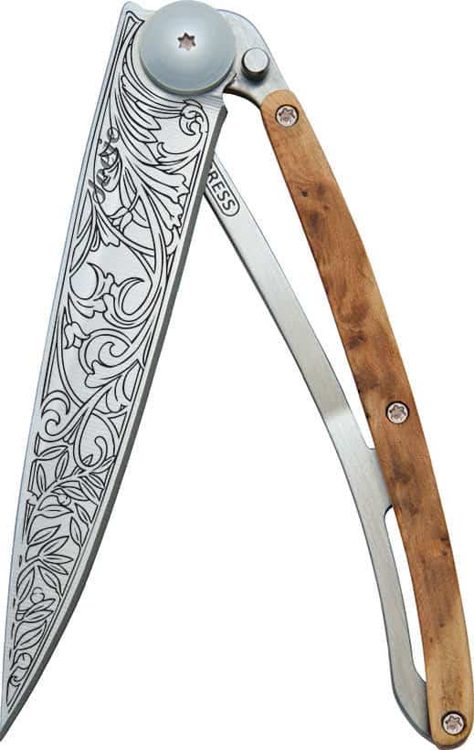 Deejo 'Classic' foldable Pocket Knife_'Art Nouveau' standing